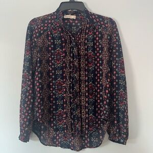 Abercrombie & Fitch Navy and Red Patterned Blouse
